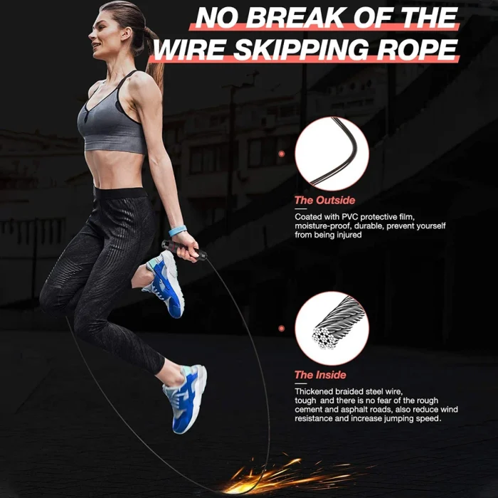 Adjustable Rapid Speed Jump Rope Steel Wire Skipping Rope Exercise Jumping Rope Fitness Workout Training Home Sport Equipment - Image 23