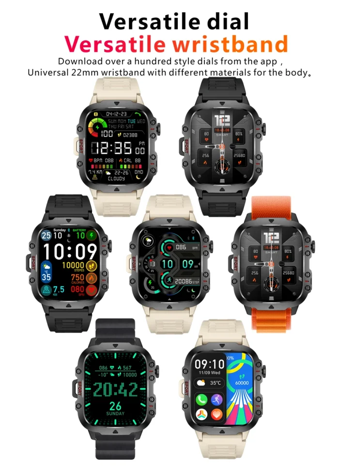 2024 New For Xiaomi Military Smart Watch Men IP68 5ATM Outdoor Sports Fitness Tracker Health Monitor 1.96" BT Call Smartwatch - Image 34