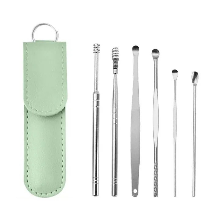 6Pcs/set ear cleaner Ear Wax Pickers Stainless Steel Earpick Wax Remover piercing kit earwax Curette Spoon Care Ear Clean Tools - Image 11