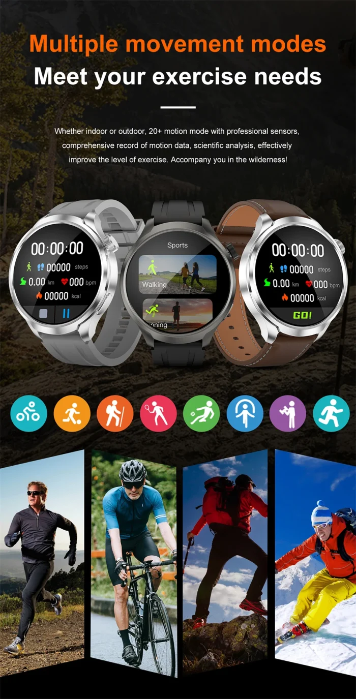 New 1.85"AMOLED HD Smart Watch Men GPS Outdoor Sports Compass Waterproof Watches NFC Health Monitor Bluetooth Call Smartwatch - Image 24