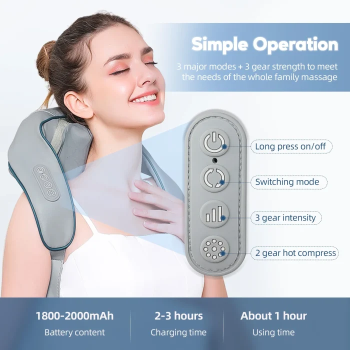 20W Wireless Trapezius Massager Neck And Shoulder Kneading Massager Neck And Back Massager Shawl Neck Cervical masajeador - Image 22