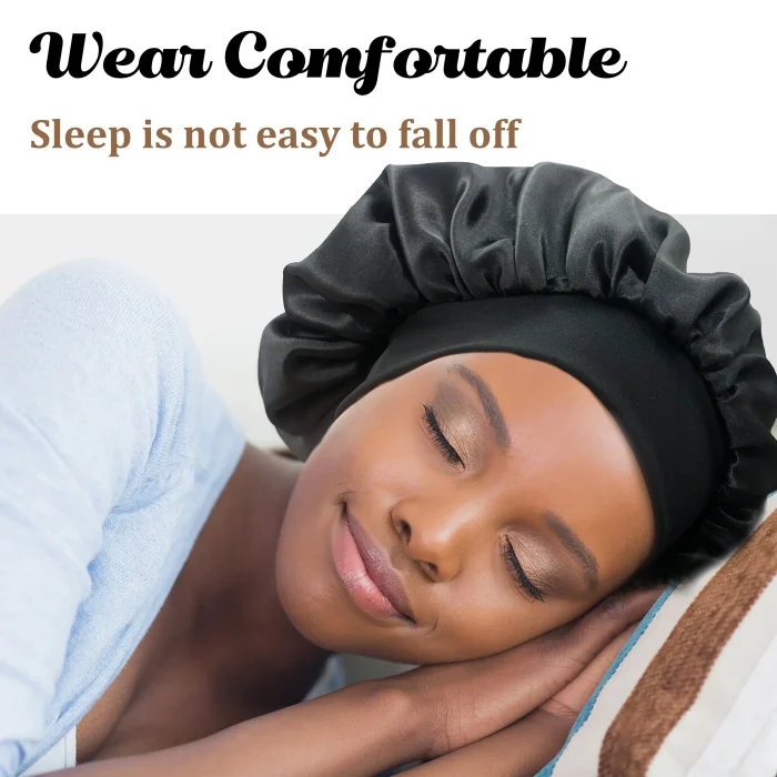 1pc Big Bonnets for Women Hair Care Large Satin Bonnet Silk Bonnet Hair Wrap for Sleeping Sleep Cap With Elastic Soft Band - Image 20