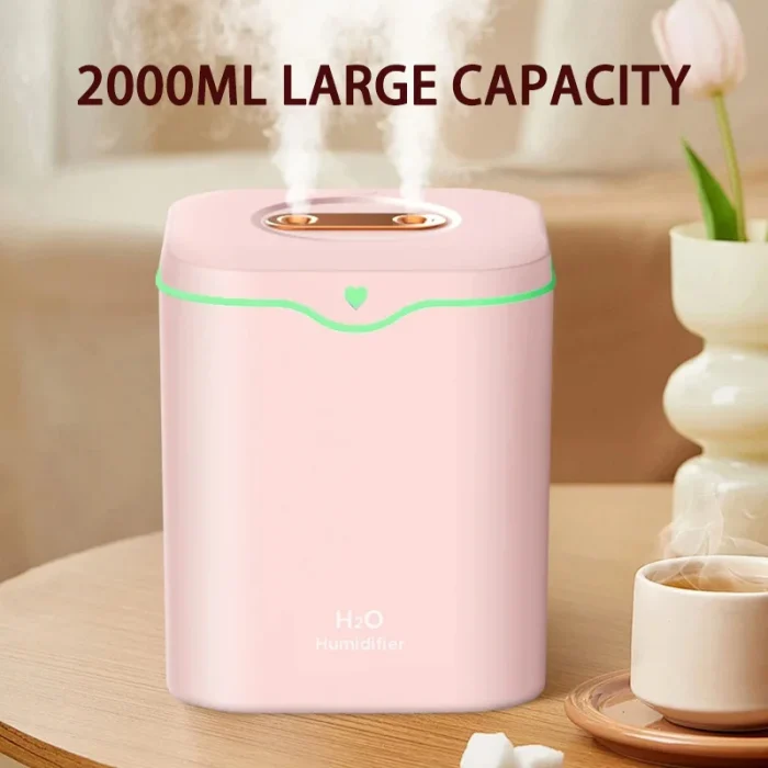 Xiaomi 2000ML USB Air Humidifier Double Spray Port Essential Oil Aromatherapy Humificador Cool Mist Maker Fogger Purify for Home - Image 2