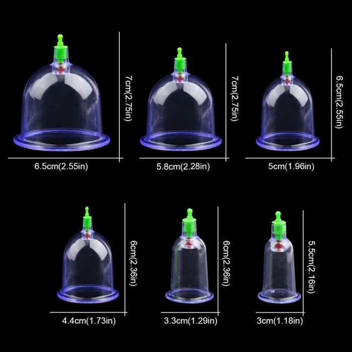 6Pcs Vacuum Cupping Sets with Pumping Gun Suction Cups Back Massage Body Cup Detox Anti Cellulite Cans Healthy Care Jars - Image 4