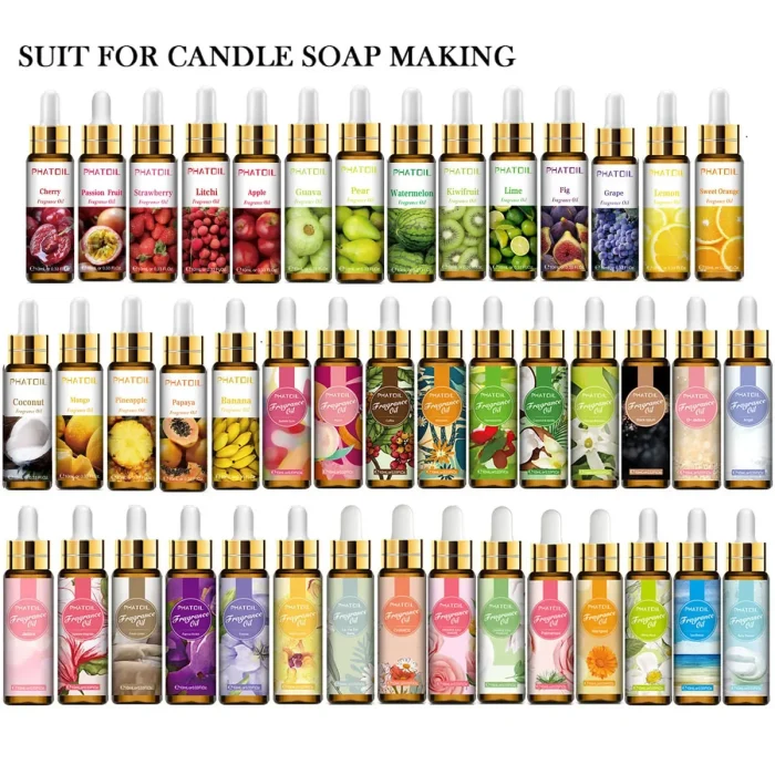 PHATOIL 10ml Fragrance Oil for Scented Candles Soap Making Diffuser Peach Angel Sea Breeze Coconut Vanilla Bubble Gum Strawberry - Image 2