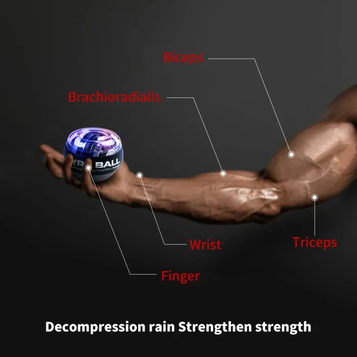 LED Wrist Ball Power Trainer Ball Auto-Start Gyroscopic Arm Hand Forearm Exerciser Power Wrist Gyro Ball Sport Fitness Equipment - Image 5