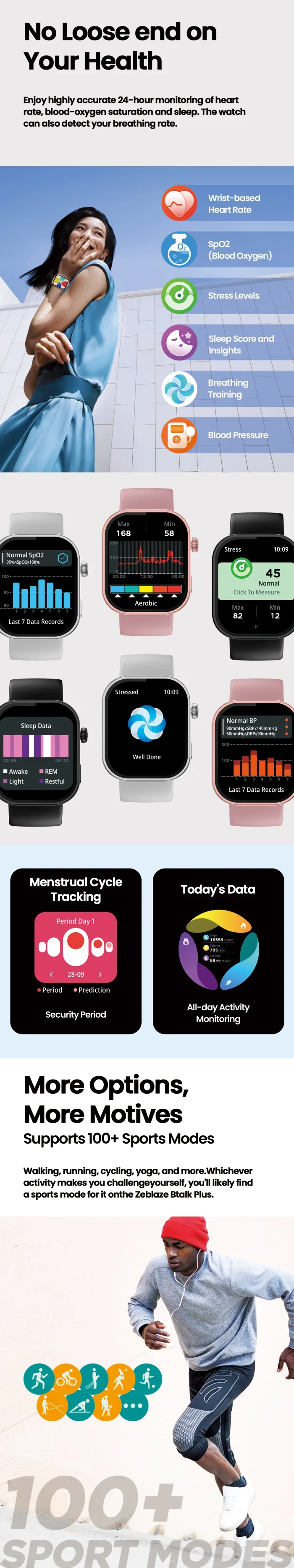 New Zeblaze Btalk Plus Voice Calling Smartwatch 2.03'' HD Color Display Health and Fitness Tracking Smart Watch for Men Women - Image 12