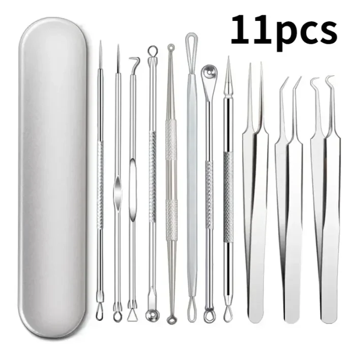 11Pcs Ingrown Hair Tweezers Acne Blackhead Removal Needles Black Dots Cleaner Pore Cleaner Deep Cleansing Face Skin Care Tools - Image 7