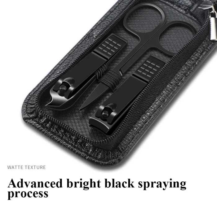 Germany 6 Pcs Portable Luxury Manicure Sets Pedicure Kits Bright Black Nail Clipper Set Personal Care Tools Eyebrow Scissors - Image 3