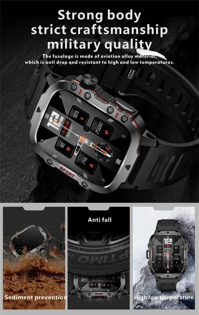2024 New For Xiaomi Military Smart Watch Men IP68 5ATM Outdoor Sports Fitness Tracker Health Monitor 1.96" BT Call Smartwatch - Image 23