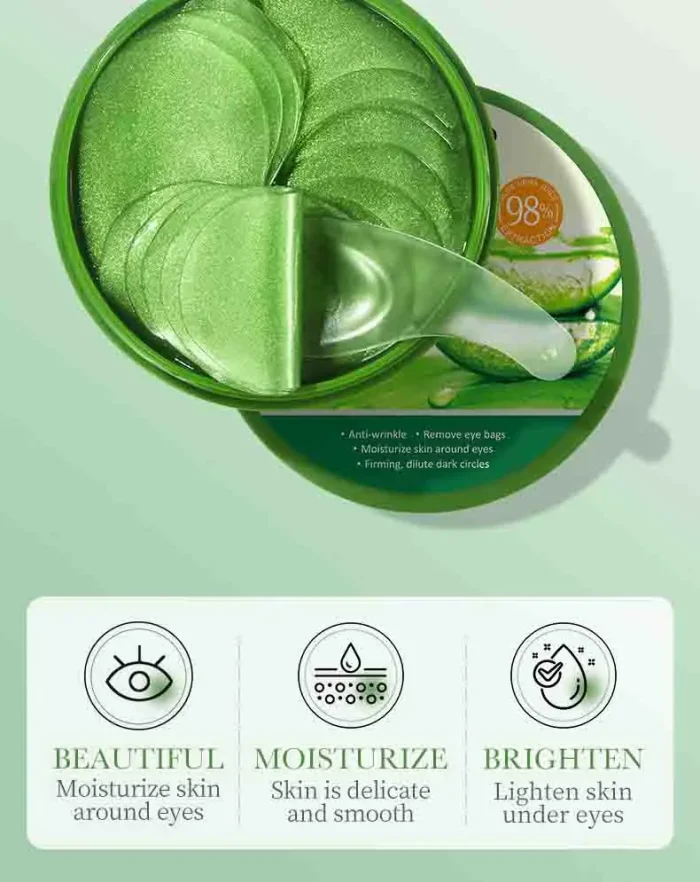 60pcs Aloe Vera Collagen Eye Mask Anti Dark Circles Removal Eyes Bags Moisturizing Firming Eye Patches Eyes Skin Care Products - Image 10