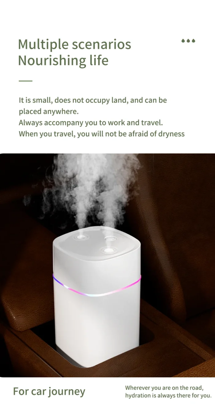 USB Air Humidifier Double Spray Port Essential Oil 600ml Aromatherapy Humificador Cool Mist Maker Fogger Purify for Home Office - Image 20
