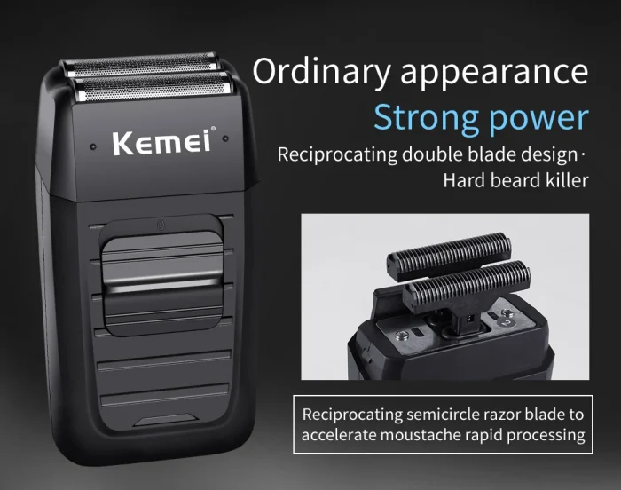 Kemei Rechargeable Cordless Shaver for Men Twin Blade Reciprocating Beard Razor Face Care Multifunction Strong Trimmer KM-1102 - Image 11