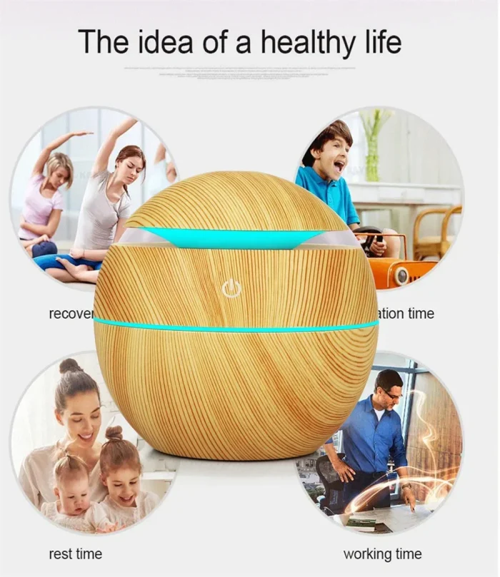 USB Ultrasonic Cool Mist Sprayer Essential Oil Fragrance Mini Home Wood Grain Air Humidifier Electric Air Aroma Diffuser Purifie - Image 16
