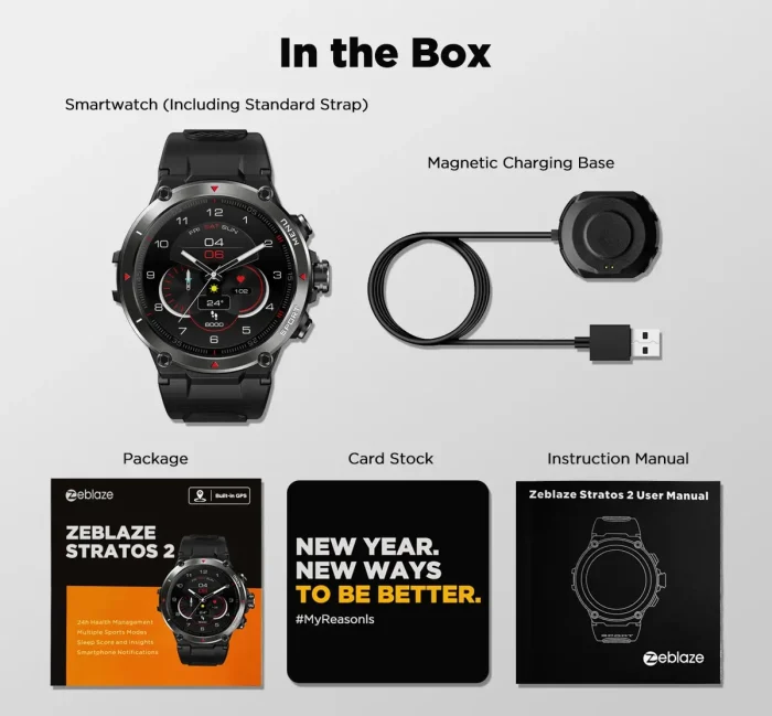 Zeblaze Stratos 2 GPS Smart Watch AMOLED Display 24h Health Monitor 5 ATM Long Battery Life Smartwatch for Men - Image 17