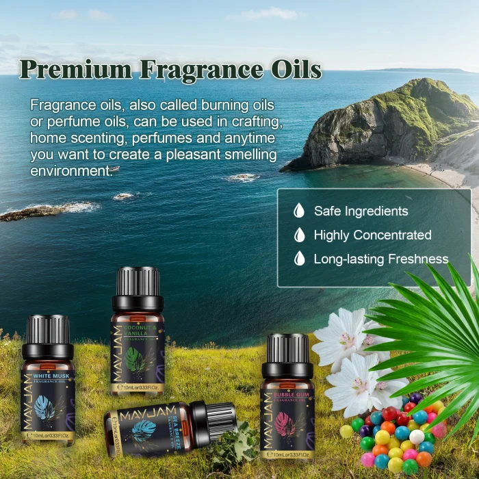 MAYJAM 10ml Fragrance Oil Sea Breeze White Musk Coconut Vanilla Bubble Gum Baby Powder Coffee Mandarin Aroma Oil For Humidifier - Image 21