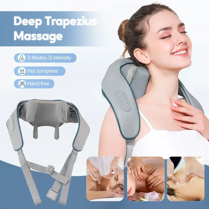 20W Wireless Trapezius Massager Neck And Shoulder Kneading Massager Neck And Back Massager Shawl Neck Cervical masajeador - Image 2