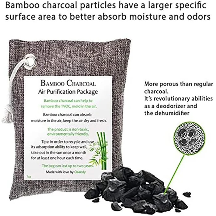 1PC Bamboo Charcoal Air Purifying Bag, 200g Natural Air Freshener Bags Natural Bamboo Charcoal Air Purification Bag - Image 4