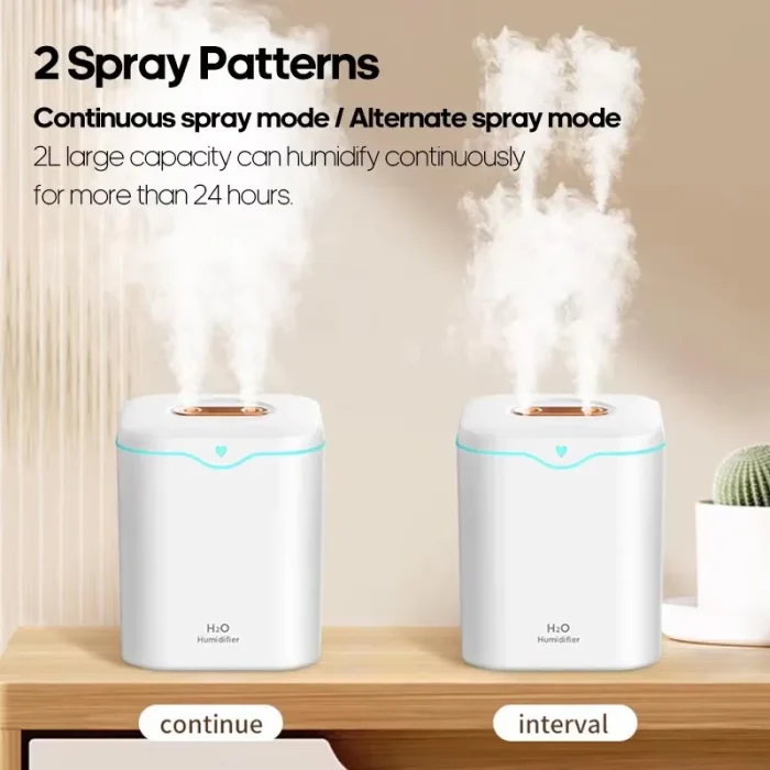 Xiaomi 2000ML USB Air Humidifier Double Spray Port Essential Oil Aromatherapy Humificador Cool Mist Maker Fogger Purify for Home - Image 6
