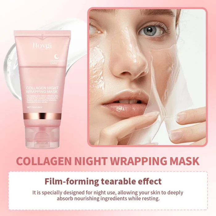 Collagen Tear-Off Mask Collagen Overnight Wrapping Mask Hydrating Moisturizing Hydrolyzed Collagen Mask Korean Skin Care - Image 2