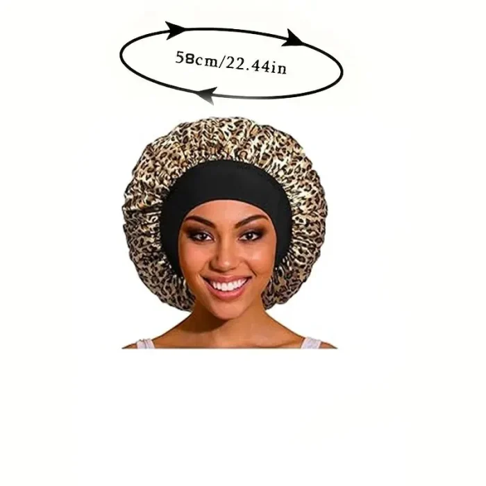 Satin Bonnets Night Sleeping Cap Large Elastic Wide Soft Band Colorful Silk Hat for Curly Hair Care Beauty Makeup for Women - Image 20