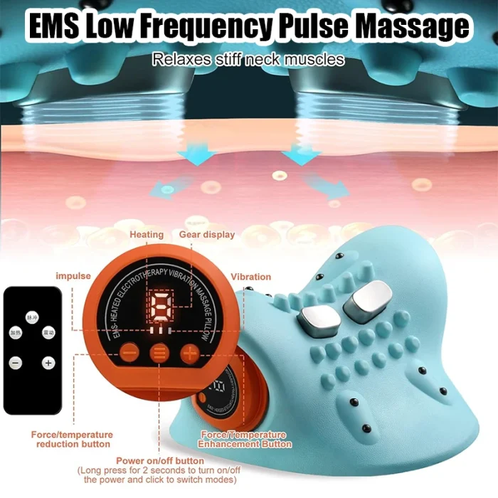 Electric Cervical Massager Neck Stretcher Pulse Traction Heating Pain Relif Chiropractic Traction Head Acupoint Massage Pillow - Image 4