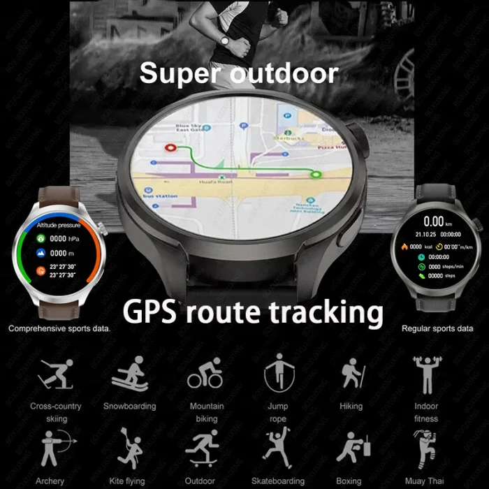 New 1.85"AMOLED HD Smart Watch Men GPS Outdoor Sports Compass Waterproof Watches NFC Health Monitor Bluetooth Call Smartwatch - Image 3