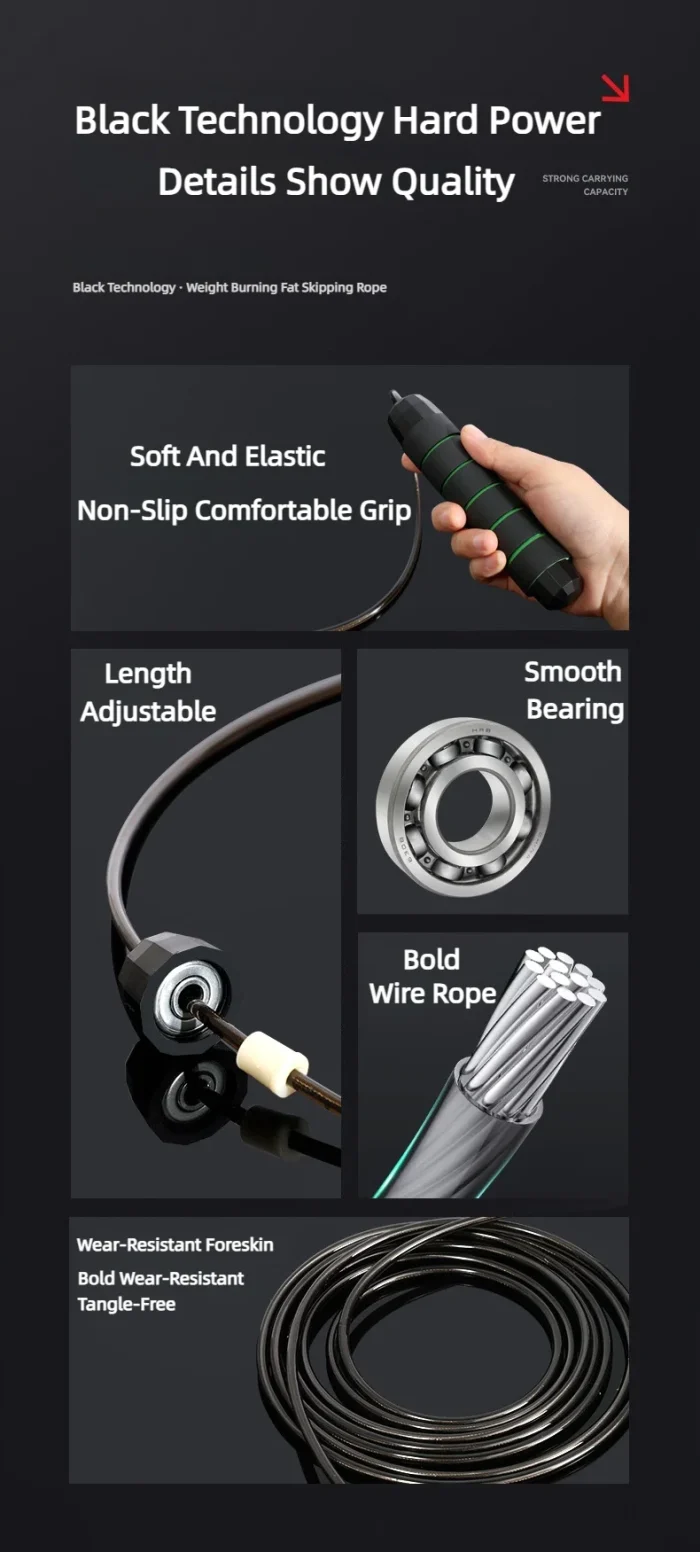 The New Jump Rope Steel Wire Skipping Exercise Adjustable Jumping Fitness Workout Training Home Sport Equipment Tangle-Free - Image 12