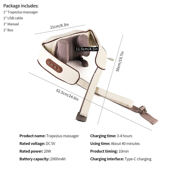 20W Wireless Trapezius Massager Neck And Shoulder Kneading Massager Neck And Back Massager Shawl Neck Cervical masajeador - Image 47