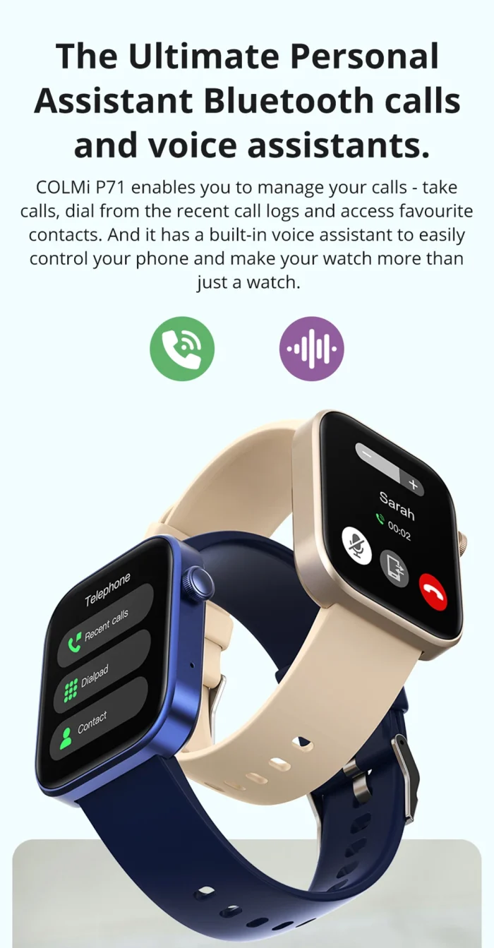 COLMI P71 Voice Calling Smartwatch Men Health Monitoring IP68 Waterproof Smart Notifications Voice Assistant Smart Watch Women - Image 14