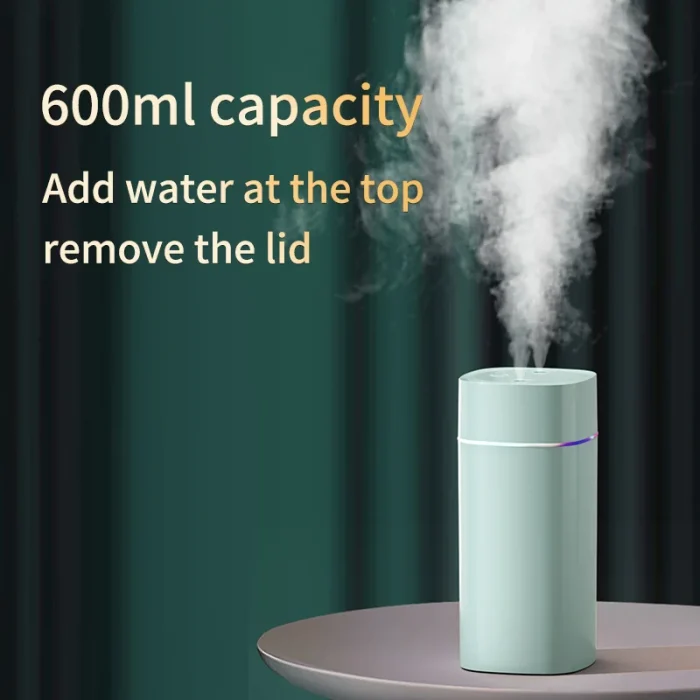 USB Air Humidifier Double Spray Port Essential Oil 600ml Aromatherapy Humificador Cool Mist Maker Fogger Purify for Home Office - Image 2