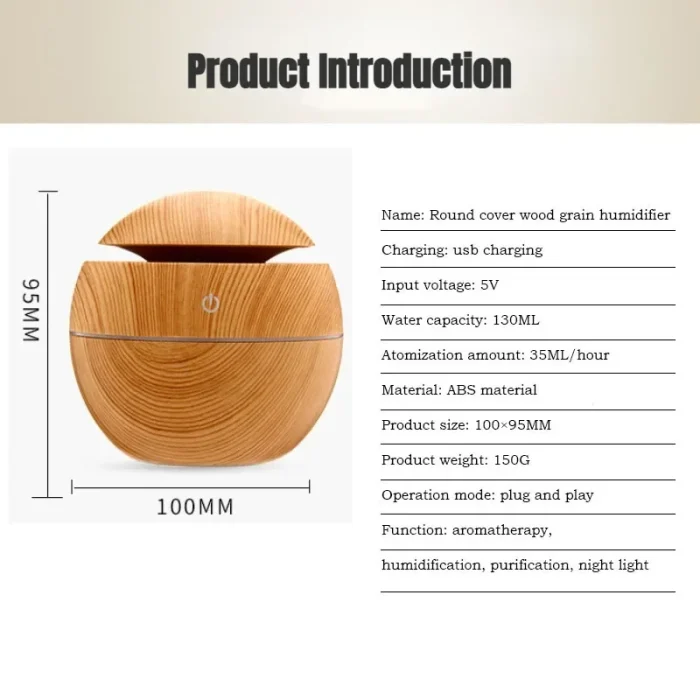 USB Ultrasonic Cool Mist Sprayer Essential Oil Fragrance Mini Home Wood Grain Air Humidifier Electric Air Aroma Diffuser Purifie - Image 6