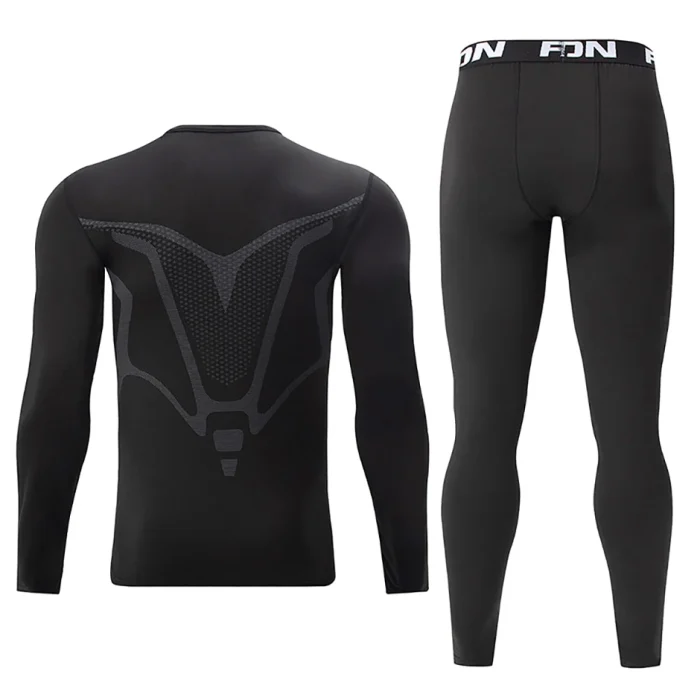 2-piece men's tight warm long-sleeved trousers suit for autumn and winter men's fitness pants shirt running yoga athletes' sport - Image 13