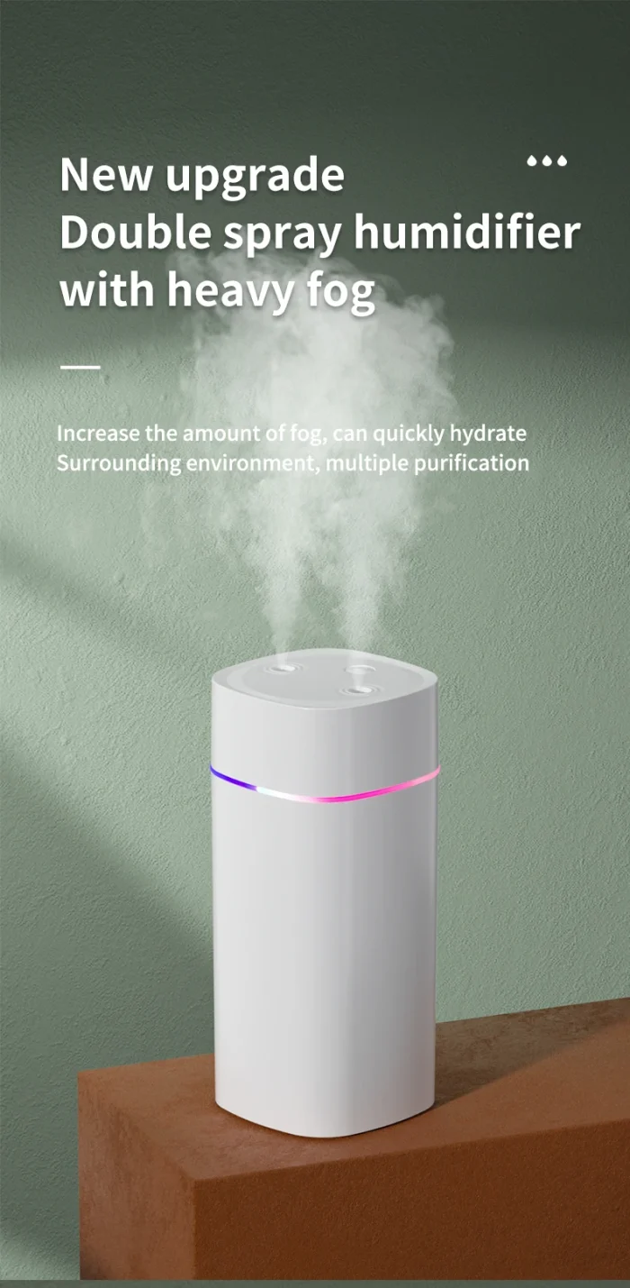 USB Air Humidifier Double Spray Port Essential Oil 600ml Aromatherapy Humificador Cool Mist Maker Fogger Purify for Home Office - Image 10