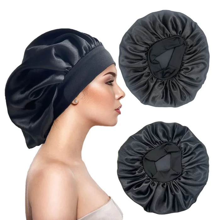 Newly Satin Night Hair Cap Women's Solid Sleeping Hat Sleep Care Bonnet Nightcap For Women Unisex Cap - Image 10