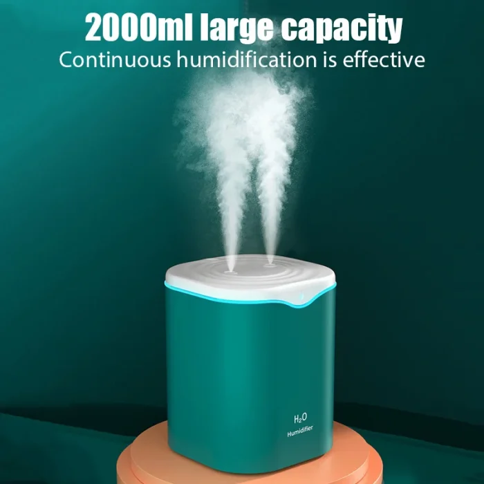 2000ML USB Air Humidifier Double Spray Port Essential Oil Aromatherapy Humificador Cool Mist Maker Fogger Purify for Home Office - Image 2