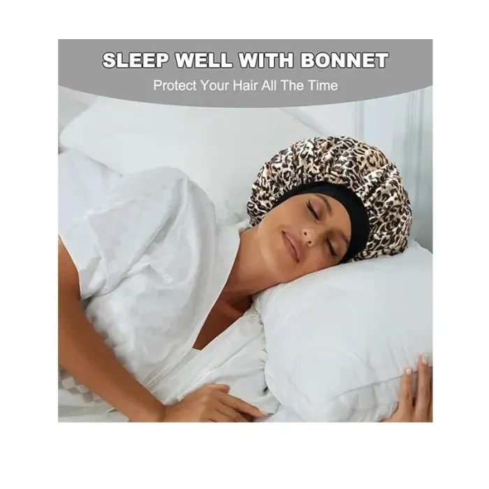 Satin Bonnets Night Sleeping Cap Large Elastic Wide Soft Band Colorful Silk Hat for Curly Hair Care Beauty Makeup for Women - Image 13