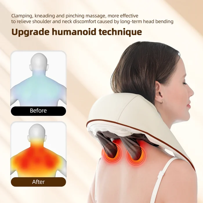 Electric Neck And Back Massager Wireless Trapezius Massager Kneading Massage Pillow Cervical Back Muscle Relaxing Massage Shawl - Image 2