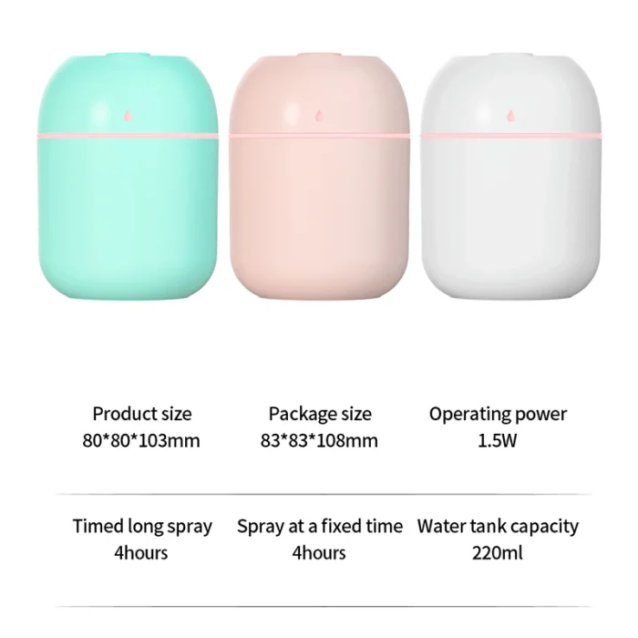 Portable USB Ultrasonic Air Mini Humidifier Essential Oil Diffuser Car Purifier Aroma Anion Mist Maker with LED Lamp Lighting - Image 6