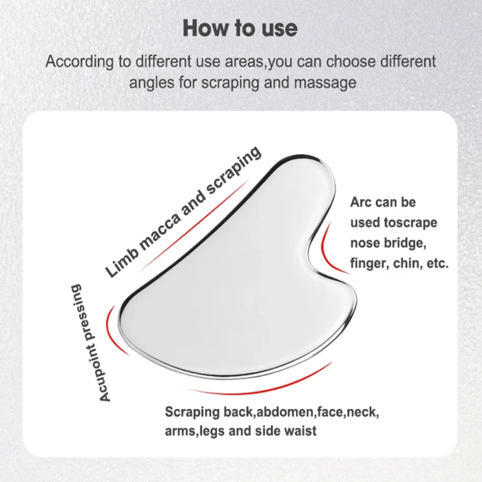 1pc Gua Sha Facial Tool Stainless Steel GuaSha Massage Tool Natural Universal Facial Silver Metal Gua Sha Board Beauty Skin Care - Image 13