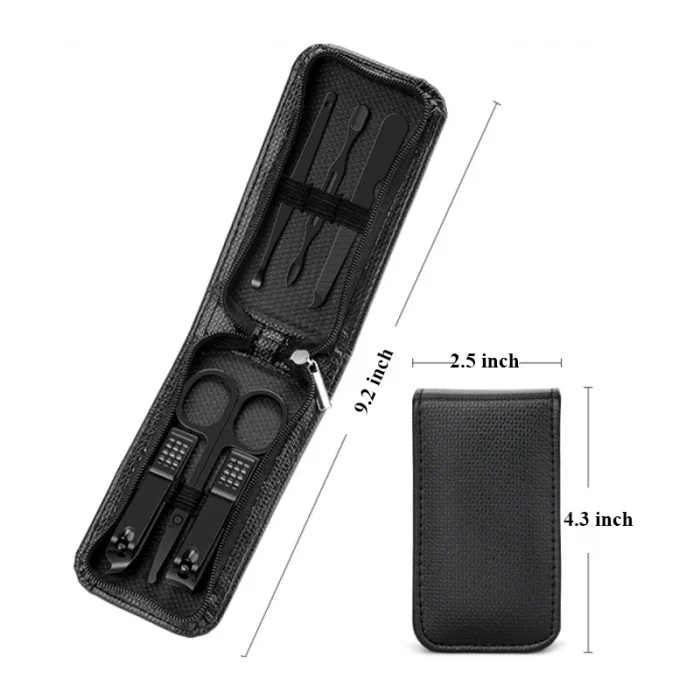 Germany 6 Pcs Portable Luxury Manicure Sets Pedicure Kits Bright Black Nail Clipper Set Personal Care Tools Eyebrow Scissors - Image 6