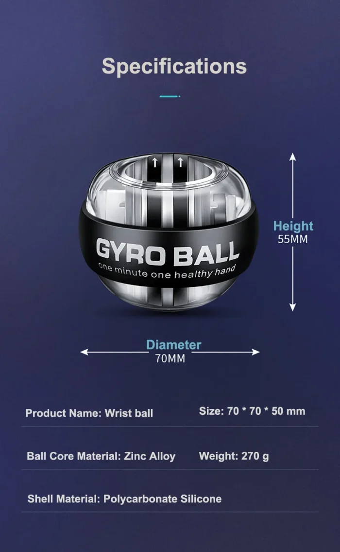 1pc Gyroscopic Power Ball Autostart Range Gyro Power Wrist Ball Arm Hand Muscle Force Training Fitness Equipment - Image 11