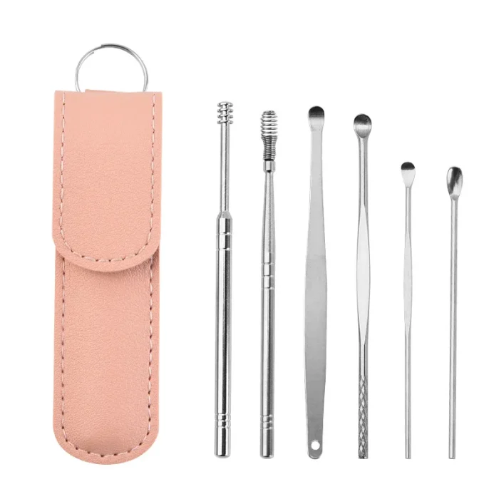 6Pcs/set ear cleaner Ear Wax Pickers Stainless Steel Earpick Wax Remover piercing kit earwax Curette Spoon Care Ear Clean Tools - Image 7