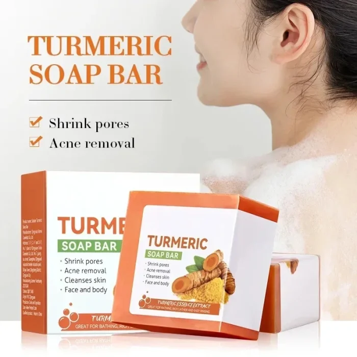 Hand Made Turmeric Soap Body Cleaning Lightening Dark Underarm Leg Body Cleansers Brightening Face Soap Tender Skin Care Beauty - Image 4