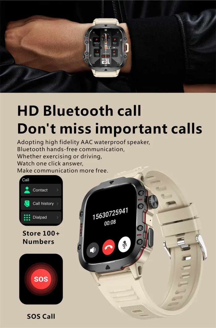 2024 New For Xiaomi Military Smart Watch Men IP68 5ATM Outdoor Sports Fitness Tracker Health Monitor 1.96" BT Call Smartwatch - Image 25