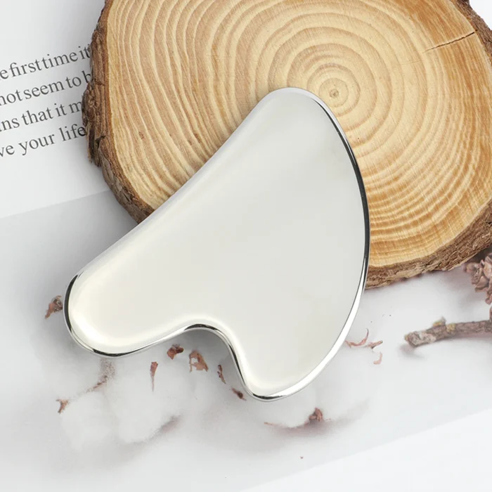 1pc Gua Sha Facial Tool Stainless Steel GuaSha Massage Tool Natural Universal Facial Silver Metal Gua Sha Board Beauty Skin Care