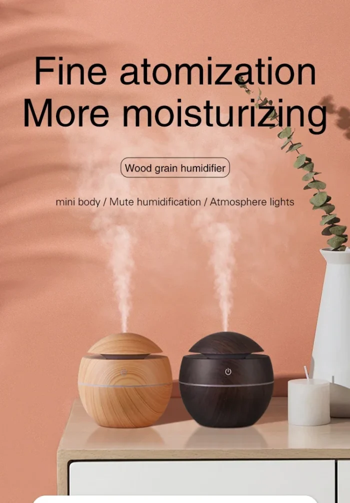 USB Ultrasonic Cool Mist Sprayer Essential Oil Fragrance Mini Home Wood Grain Air Humidifier Electric Air Aroma Diffuser Purifie - Image 9
