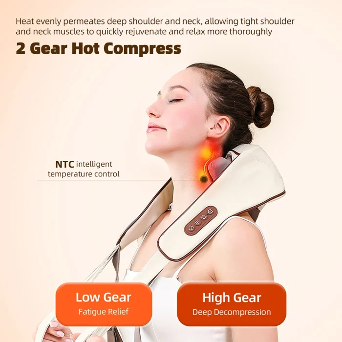 Electric Neck And Back Massager Wireless Trapezius Massager Kneading Massage Pillow Cervical Back Muscle Relaxing Massage Shawl - Image 10
