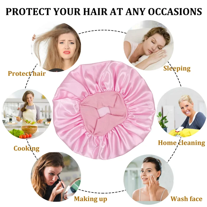 1pc Big Bonnets for Women Hair Care Large Satin Bonnet Silk Bonnet Hair Wrap for Sleeping Sleep Cap With Elastic Soft Band - Image 12
