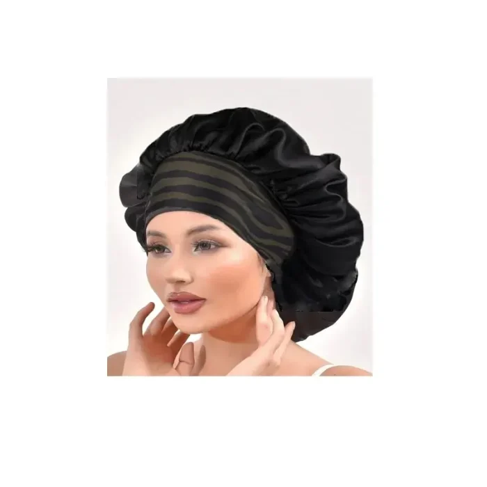 Satin Bonnets Night Sleeping Cap Large Elastic Wide Soft Band Colorful Silk Hat for Curly Hair Care Beauty Makeup for Women - Image 14